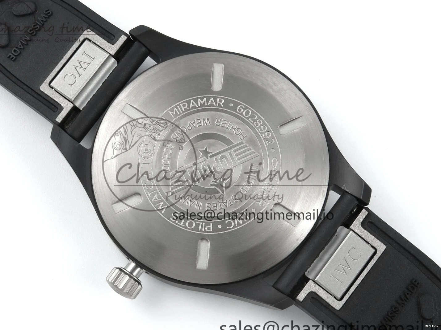 MIROTIME 0424 Pilot Top Gun IW326901 M+F 1:1 Best Edition Black Dial on Black Rubber Strap A SportInspired 6999